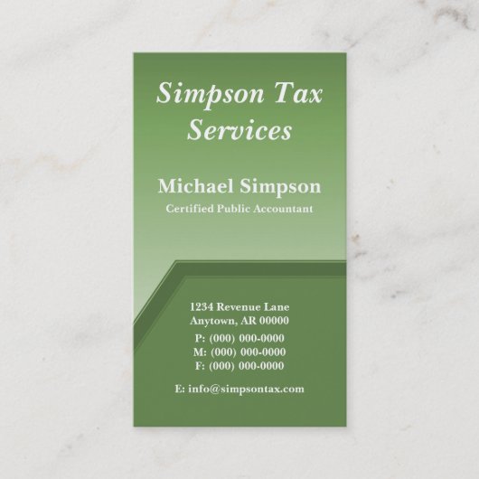 Geo Techビジネスカード、クローバーグリーン 名刺 (正面)