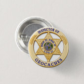 Geocacheの検査官-皮、発見、丸太のバッジ 缶バッジ (正面&裏面)