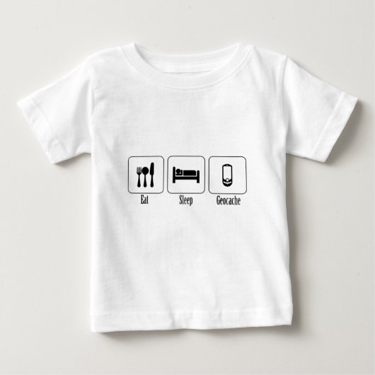 、Geocache食べて下さい、眠らせて下さい ベビーTシャツ (正面)