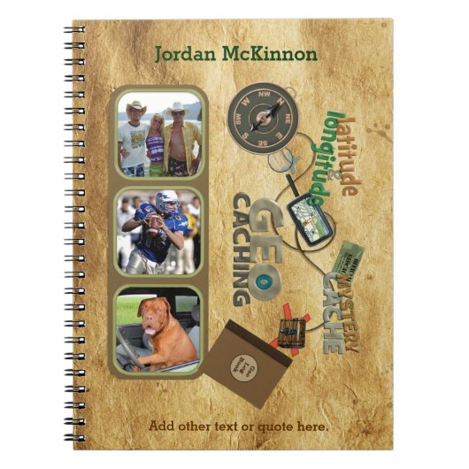 Geocache Triple Photo Journal ノートブック (正面)