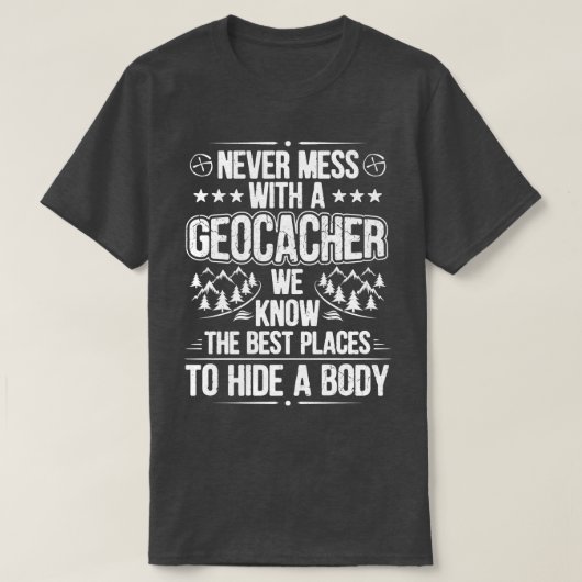 Geocacher Geocacheキャッシングギフトあり Tシャツ (デザイン正面)