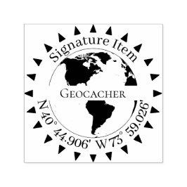 Geocacher SignatureとGPS coordinates Arrows セルフインキングスタンプ