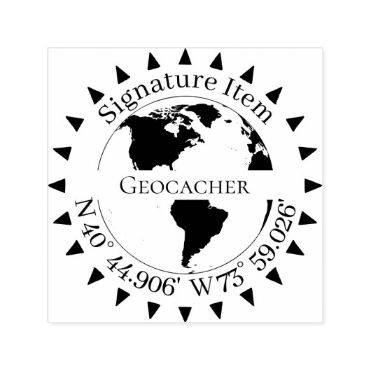 Geocacher SignatureとGPS coordinates Arrows セルフインキングスタンプ (デザイン)