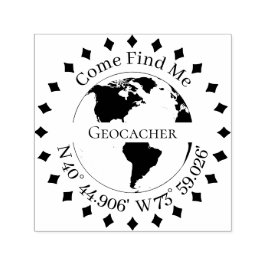 Geocacher SignatureとGPS coordinates Diamonds セルフインキングスタンプ