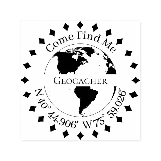Geocacher SignatureとGPS coordinates Diamonds セルフインキングスタンプ (デザイン)