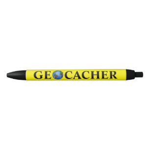 GeocachingのGeocacherのペンの地球はあなたの色に印を付けます 黒ボールペン