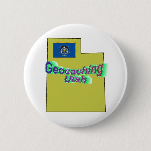 Geocachingユタボタン 缶バッジ (正面)
