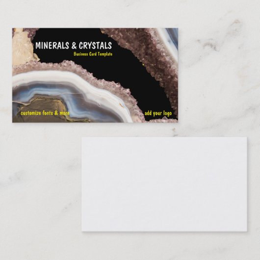 Geodeの瑪瑙のアメジストの水晶 名刺 (正面/裏面)