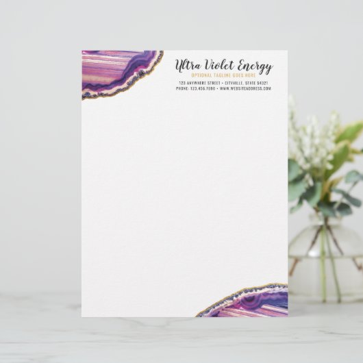 Geodeの瑪瑙の切れの宝石用原石の紫外紫色 レターヘッド (スタンド正面)