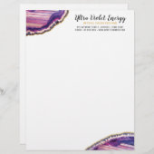 Geodeの瑪瑙の切れの宝石用原石の紫外紫色 レターヘッド (正面/裏面)