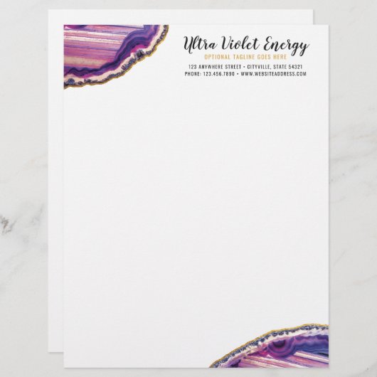 Geodeの瑪瑙の切れの宝石用原石の紫外紫色 レターヘッド (正面/裏面)