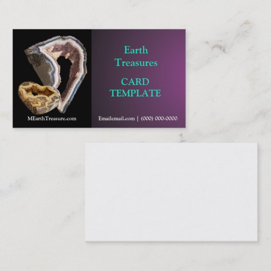 Geodeの紫色の石のミネラル瑪瑙の水晶 名刺 (正面/裏面)