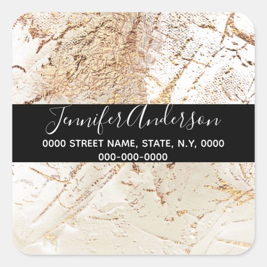 Geodeフェイク金ゴールドアイボリー絵を描テクスチャーはシックに スクエアシール (正面)