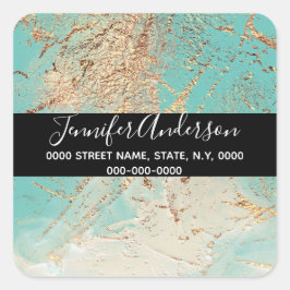 Geodeフェイク金ゴールドティール（緑がかった色）絵を描テクスチャーはシックに スクエアシール