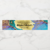 Geodeフェイク金ゴールドブルー瑪瑙ウォーターカラーピーコックシック ペットボトルラベル (シングルラベル)