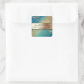 Geodeフェイク金ゴールドメタリックきらめく大理石ブルー スクエアシール (バッグ)