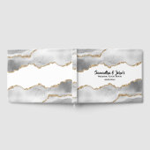 Geodeホワイトアゲイト水カラーフェイク金ゴールドシック ゲストブック (全面)