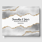 Geodeホワイトアゲイト水カラーフェイク金ゴールドシック ゲストブック (正面)
