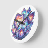 Geode結晶クラスター ラウンド壁時計 (傾斜)