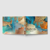 Geode金ゴールドフェイクは、水の色をアガート青金ゴールドオレンジ ゲストブック (全面)