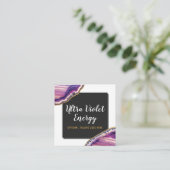 Geode Agateスライスジェムストーン超紫 スクエア名刺 (スタンド正面)