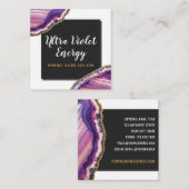 Geode Agateスライスジェムストーン超紫 スクエア名刺 (正面/裏面)