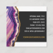 Geode Agateスライスジェムストーン超紫 スクエア名刺 (裏面)