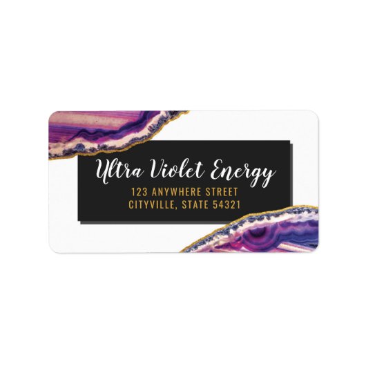 Geode Agateスライスジェムストーン超紫 ラベル (正面)