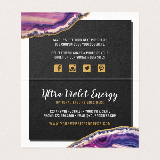 Geode AgateスライスGemstone Ultra Violet Thank You (内部フラット)