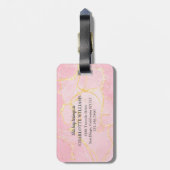 Geode Agate金ゴールドスクリプトモノグラムフローラ ラゲッジタグ (裏面縦)