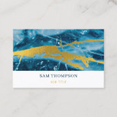 Geode Agate Blue金ゴールドソーシャルメディアQRコード 名刺 (正面)