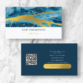 Geode Agate Blue金ゴールドソーシャルメディアQRコード 名刺