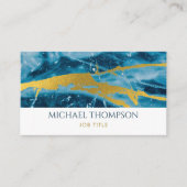 Geode Agate Blue金ゴールドソーシャルメディアQRコード 名刺 (正面)