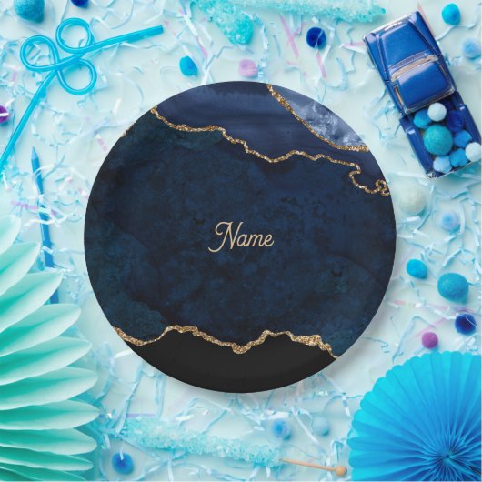 Geode Blue Gilded ペーパープレート (パーティー)