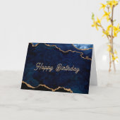 Geode Blue Gilded Birthday カード (黄色い花)