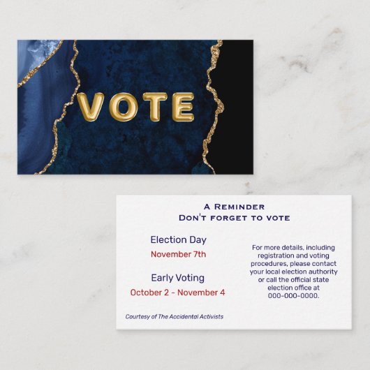 Geode Blue Gilded Vote 名刺 (正面/裏面)