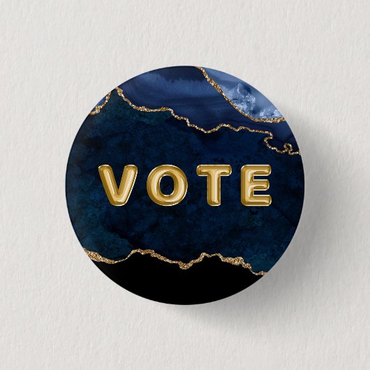 Geode Blue Gilded Vote 缶バッジ (正面)