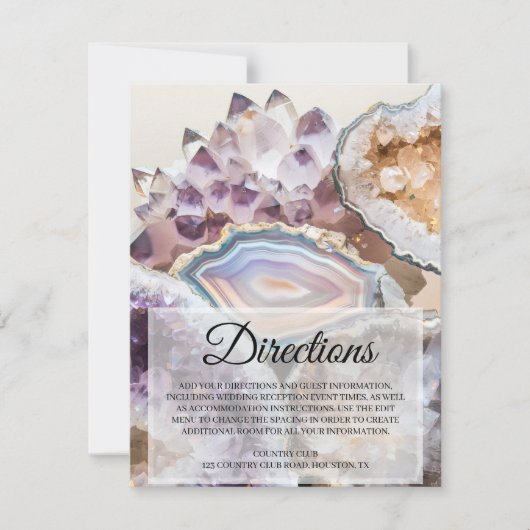 Geode Crystal Wedding Directions Insert Card 招待状 (正面)
