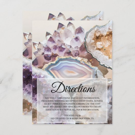 Geode Crystal Wedding Directions Insert Card 招待状 (正面/裏面)
