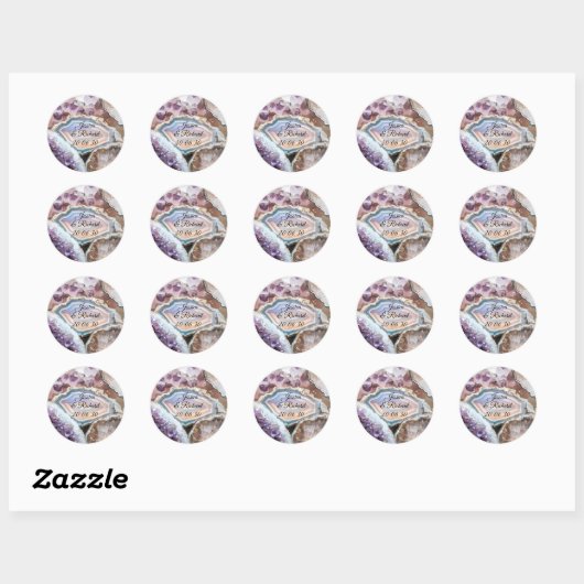Geode Crystal Wedding Personalized Sticker ラウンドシール (シート)