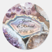 Geode Crystal Wedding Personalized Sticker ラウンドシール (正面)