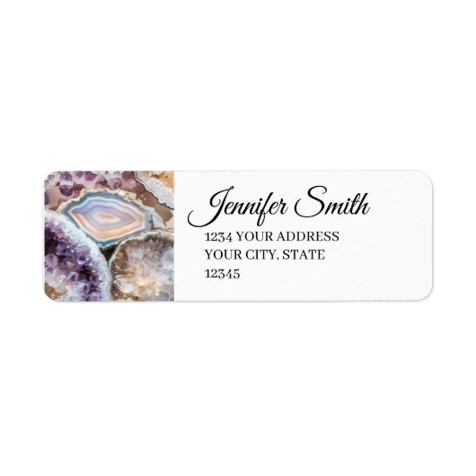 Geode Crystal Wedding Return address Labels ラベル (正面)