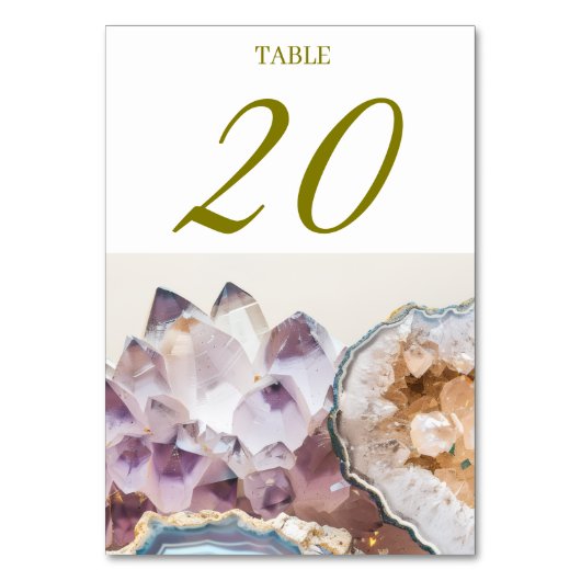 Geode Crystal Wedding Table Cards テーブルナンバー (正面)