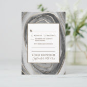 Geode Gemstone AgateウェディングRSVPカード 出欠カード (スタンド正面)