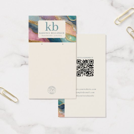 Geode Pattern Monogram Jewelry Display Cards (オフィス)