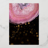 Geode Pink & エレガント金ゴールドWedingFoil Invitati 箔招待状 (裏面)