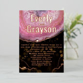 Geode Pink & エレガント金ゴールドWedingFoil Invitati 箔招待状 (立ち正面)