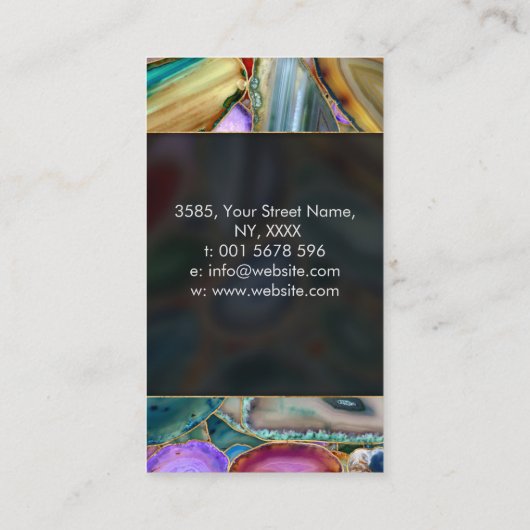 Geodes上の癒しの結晶のクカラフルラスタ 名刺 (裏面)