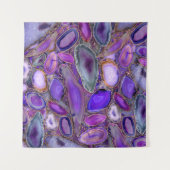 Geodes結晶パターン – 紫と紫 タペストリー (正面(横))