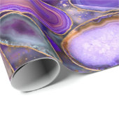 Geodes結晶パターン – 紫と紫 ラッピングペーパー (ロールコーナー)